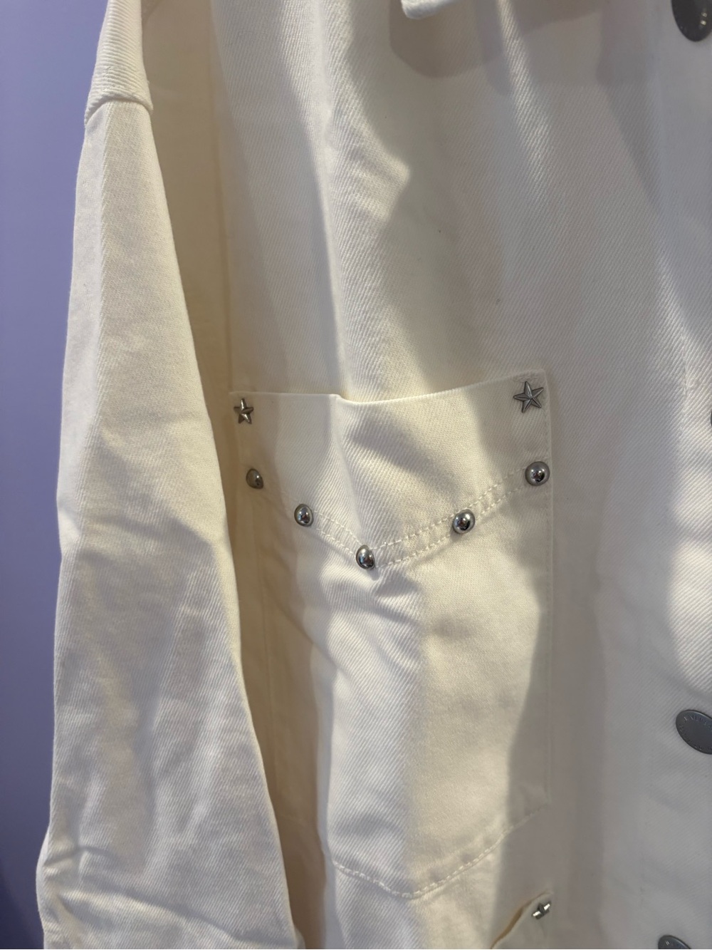 Universal Thread White Button-Up Jacket with Silver Star Studs NWT - Picture 4 of 5